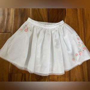 Carter’s Girl’s White Floral Embroidered Tulle Skirt Size 5t